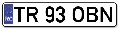 Placuta inmatriculare numar auto  TR-93-OBN, TR 93 OBN, TR93OBN