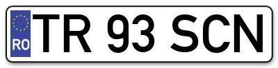 Placuta inmatriculare numar auto  TR-93-SCN, TR 93 SCN, TR93SCN