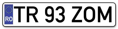 Placuta inmatriculare numar auto  TR-93-ZOM, TR 93 ZOM, TR93ZOM