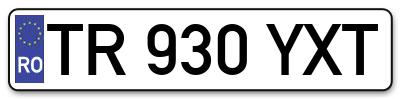 Placuta inmatriculare numar auto  TR-930-YXT, TR 930 YXT, TR930YXT