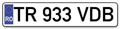 Placuta inmatriculare numar auto  TR-933-VDB, TR 933 VDB, TR933VDB
