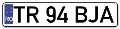 Placuta inmatriculare numar auto  TR-94-BJA, TR 94 BJA, TR94BJA