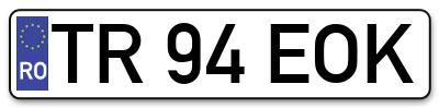 Placuta inmatriculare numar auto  TR-94-EOK, TR 94 EOK, TR94EOK