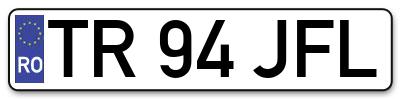 Placuta inmatriculare numar auto  TR-94-JFL, TR 94 JFL, TR94JFL