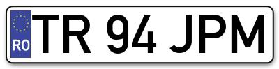 Placuta inmatriculare numar auto  TR-94-JPM, TR 94 JPM, TR94JPM