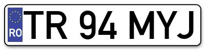 Placuta inmatriculare numar auto  TR-94-MYJ, TR 94 MYJ, TR94MYJ