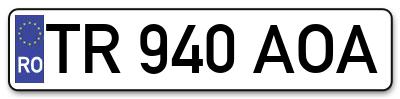 Placuta inmatriculare numar auto  TR-940-AOA, TR 940 AOA, TR940AOA