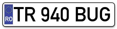 Placuta inmatriculare numar auto  TR-940-BUG, TR 940 BUG, TR940BUG