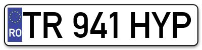 Placuta inmatriculare numar auto  TR-941-HYP, TR 941 HYP, TR941HYP