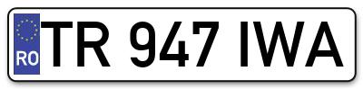 Placuta inmatriculare numar auto  TR-947-IWA, TR 947 IWA, TR947IWA