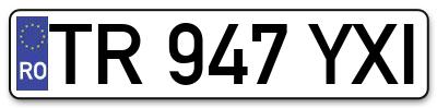 Placuta inmatriculare numar auto  TR-947-YXI, TR 947 YXI, TR947YXI