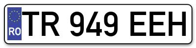 Placuta inmatriculare numar auto  TR-949-EEH, TR 949 EEH, TR949EEH