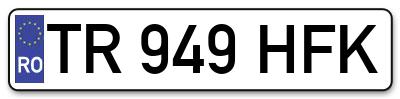 Placuta inmatriculare numar auto  TR-949-HFK, TR 949 HFK, TR949HFK