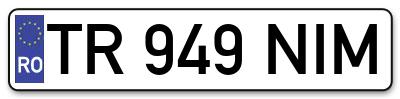Placuta inmatriculare numar auto  TR-949-NIM, TR 949 NIM, TR949NIM