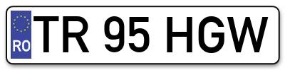Placuta inmatriculare numar auto  TR-95-HGW, TR 95 HGW, TR95HGW