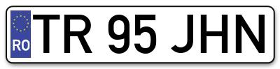 Placuta inmatriculare numar auto  TR-95-JHN, TR 95 JHN, TR95JHN
