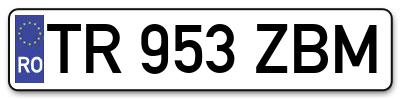 Placuta inmatriculare numar auto  TR-953-ZBM, TR 953 ZBM, TR953ZBM