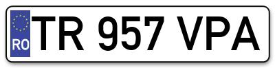 Placuta inmatriculare numar auto  TR-957-VPA, TR 957 VPA, TR957VPA
