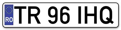 Placuta inmatriculare numar auto  TR-96-IHQ, TR 96 IHQ, TR96IHQ