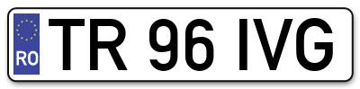 Placuta inmatriculare numar auto  TR-96-IVG, TR 96 IVG, TR96IVG