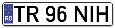 Placuta inmatriculare numar auto  TR-96-NIH, TR 96 NIH, TR96NIH
