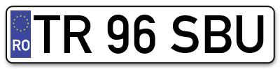 Placuta inmatriculare numar auto  TR-96-SBU, TR 96 SBU, TR96SBU