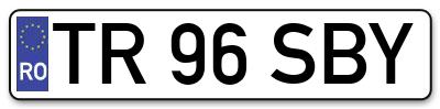 Placuta inmatriculare numar auto  TR-96-SBY, TR 96 SBY, TR96SBY