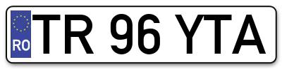 Placuta inmatriculare numar auto  TR-96-YTA, TR 96 YTA, TR96YTA