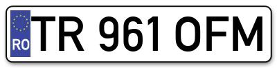 Placuta inmatriculare numar auto  TR-961-OFM, TR 961 OFM, TR961OFM