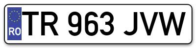 Placuta inmatriculare numar auto  TR-963-JVW, TR 963 JVW, TR963JVW