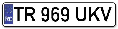 Placuta inmatriculare numar auto  TR-969-UKV, TR 969 UKV, TR969UKV