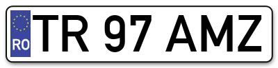 Placuta inmatriculare numar auto  TR-97-AMZ, TR 97 AMZ, TR97AMZ