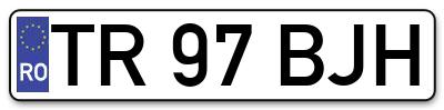 Placuta inmatriculare numar auto  TR-97-BJH, TR 97 BJH, TR97BJH