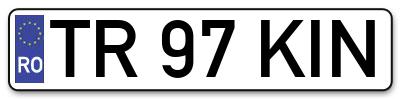 Placuta inmatriculare numar auto  TR-97-KIN, TR 97 KIN, TR97KIN
