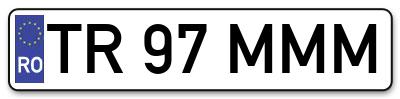 Placuta inmatriculare numar auto  TR-97-MMM, TR 97 MMM, TR97MMM