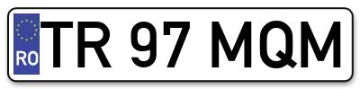 Placuta inmatriculare numar auto  TR-97-MQM, TR 97 MQM, TR97MQM