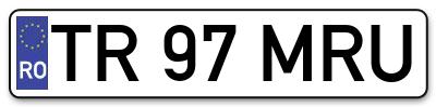 Placuta inmatriculare numar auto  TR-97-MRU, TR 97 MRU, TR97MRU