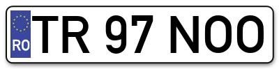 Placuta inmatriculare numar auto  TR-97-NOO, TR 97 NOO, TR97NOO
