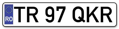 Placuta inmatriculare numar auto  TR-97-QKR, TR 97 QKR, TR97QKR