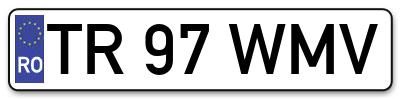 Placuta inmatriculare numar auto  TR-97-WMV, TR 97 WMV, TR97WMV