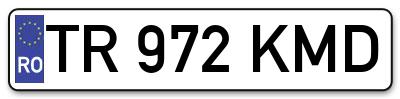 Placuta inmatriculare numar auto  TR-972-KMD, TR 972 KMD, TR972KMD