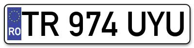 Placuta inmatriculare numar auto  TR-974-UYU, TR 974 UYU, TR974UYU