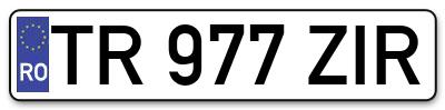 Placuta inmatriculare numar auto  TR-977-ZIR, TR 977 ZIR, TR977ZIR