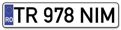 Placuta inmatriculare numar auto  TR-978-NIM, TR 978 NIM, TR978NIM