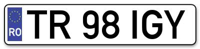Placuta inmatriculare numar auto  TR-98-IGY, TR 98 IGY, TR98IGY