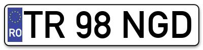 Placuta inmatriculare numar auto  TR-98-NGD, TR 98 NGD, TR98NGD