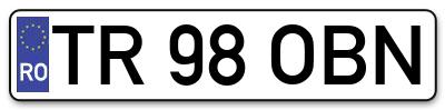 Placuta inmatriculare numar auto  TR-98-OBN, TR 98 OBN, TR98OBN