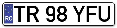 Placuta inmatriculare numar auto  TR-98-YFU, TR 98 YFU, TR98YFU