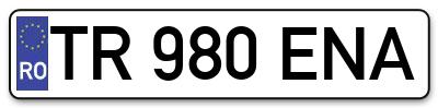 Placuta inmatriculare numar auto  TR-980-ENA, TR 980 ENA, TR980ENA