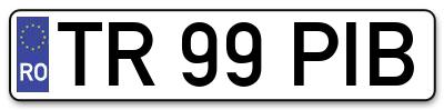 Placuta inmatriculare numar auto  TR-99-PIB, TR 99 PIB, TR99PIB